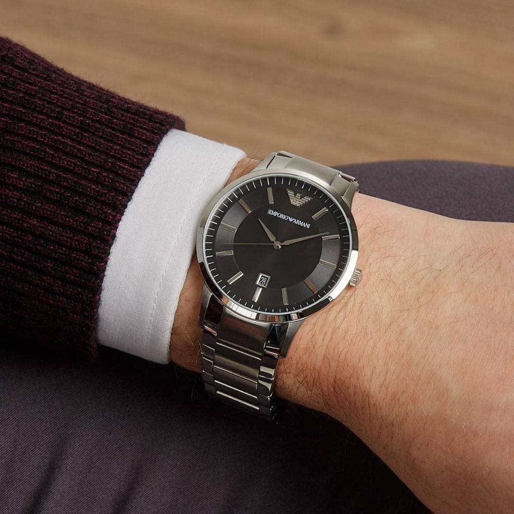 Shop Authentic Emporio Armani Sportivo Black Dial Silver Stainless Steel Watch For Men - AR2457 - Luxxuri