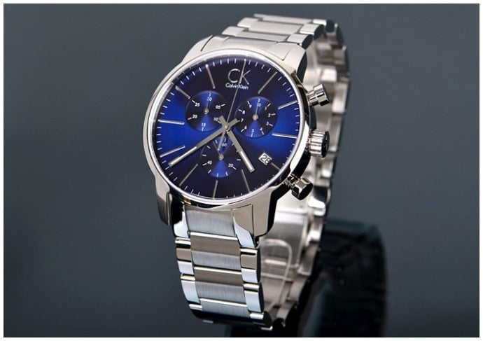Shop Authentic Calvin Klein City Chronograph Blue Dial Silver Steel Strap Watch for Men - K2G2714N - Luxxuri