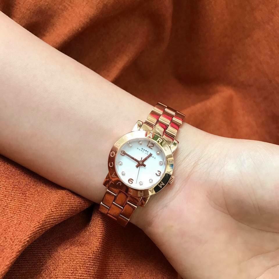 Shop Authentic Marc Jacobs Mini Amy White Dial Rose Gold Steel Strap Watch for Women - MBM3078 - Luxxuri