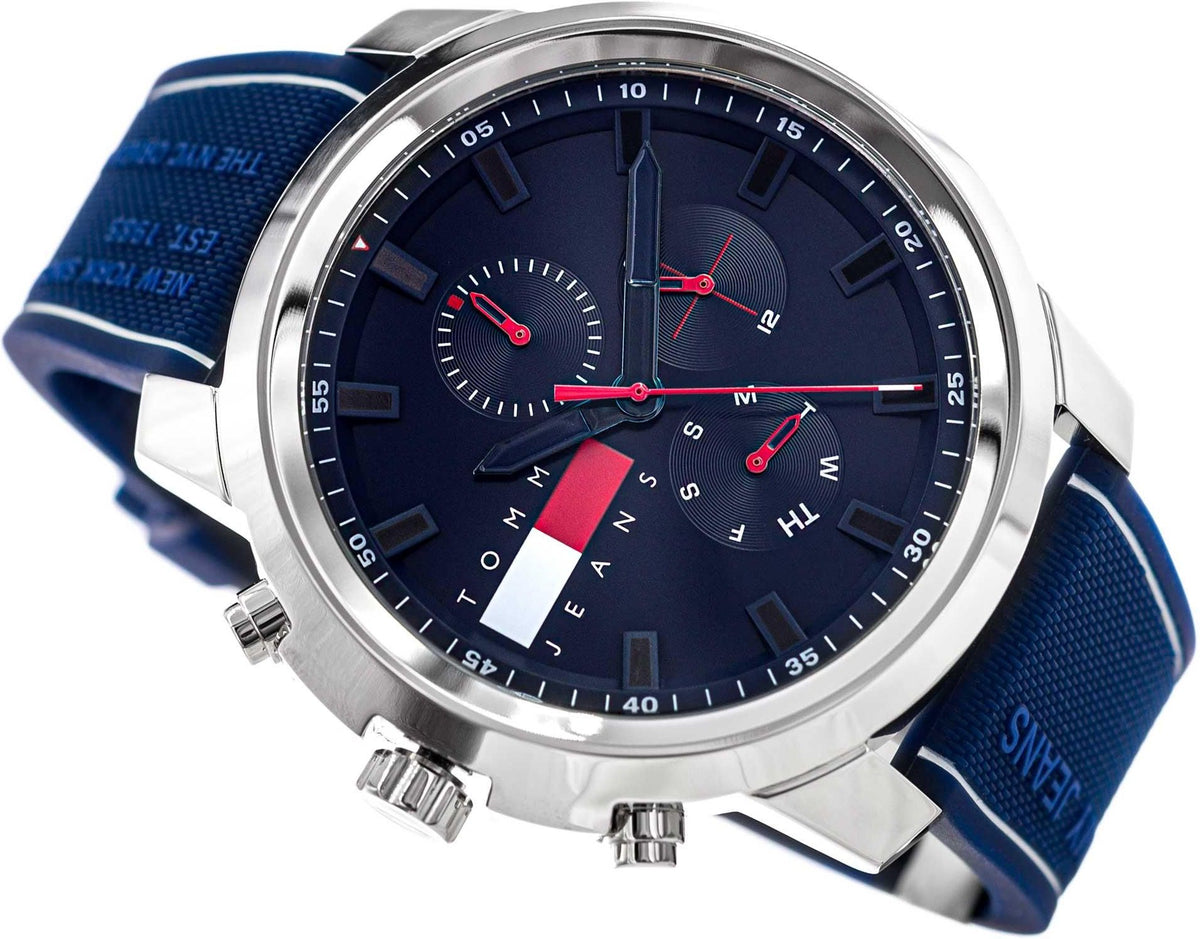 Shop Authentic Tommy Hilfiger Wynwood Chronograph Blue Dial Blue Silicon Strap Watch For Men - 1710582 - Luxxuri
