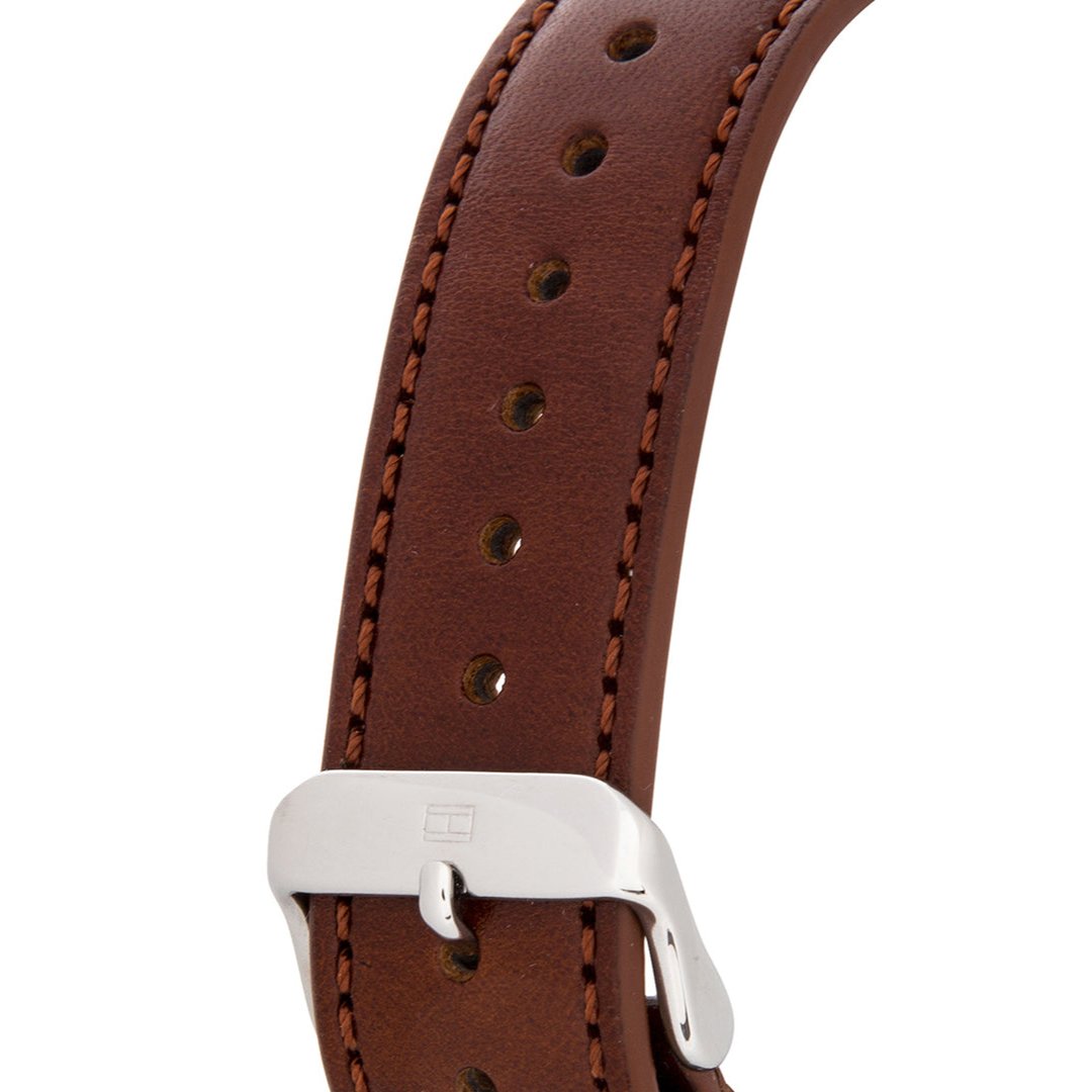 Shop Authentic Tommy Hilfiger Deacon White Dial Brown Leather Strap Watch for Men - 1791550 - Luxxuri