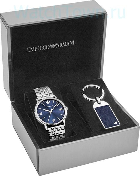 Shop Authentic Emporio Armani Kappa Quartz Blue Dial Silver Steel Strap Watch For Men - AR80010 - Luxxuri