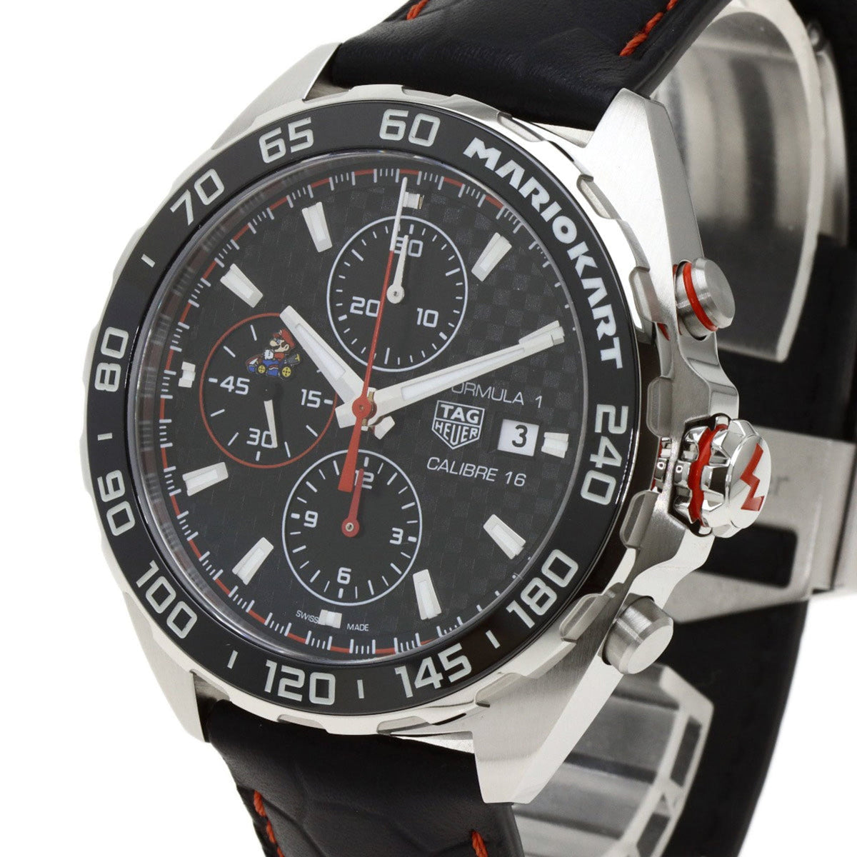 Shop Authentic Tag Heuer Formula 1 Mario Kart Chronograph Black Dial Black Leather Strap Watch for Men - CAZ201E.FC6517 - Luxxuri