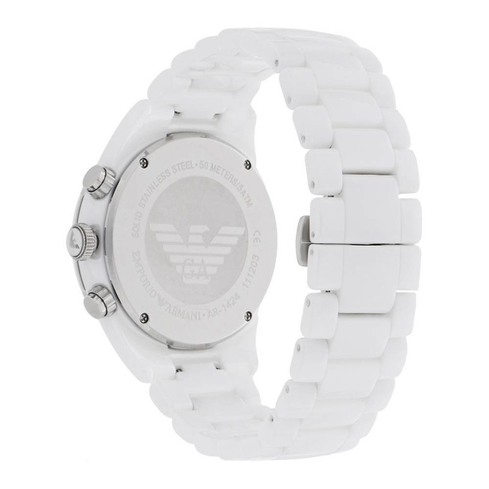 Shop Authentic Emporio Armani Ceramic Chronograph White Dial White Ceramic Strap Watch For Men - AR1424 - Luxxuri