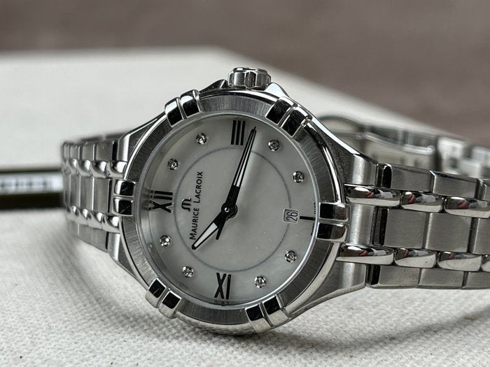 Shop Authentic Maurice Lacroix Aikon White Mother of Pearl Dial Silver Steel Strap Watch for Women - AI1004-SS002-170-1 - Luxxuri