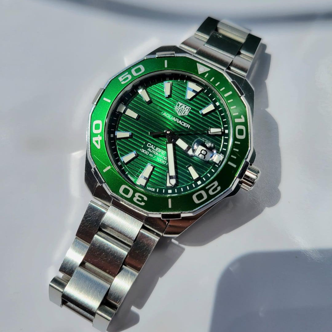 Shop Authentic Tag Heuer Aquaracer Green Dial Watch for Men - WAY201S.BA0927 - Luxxuri