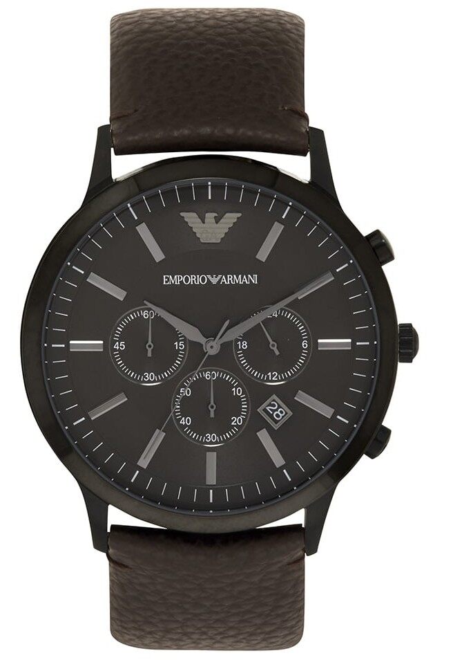 Shop Authentic Emporio Armani Sportivo Black Dial Brown Leather Strap Watch For Men - AR2462 - Luxxuri