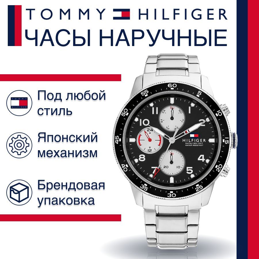 Shop Authentic Tommy Hilfiger Jimmy Multifunction Black Dial Silver Steel Strap Watch For Men - 1791950 - Luxxuri