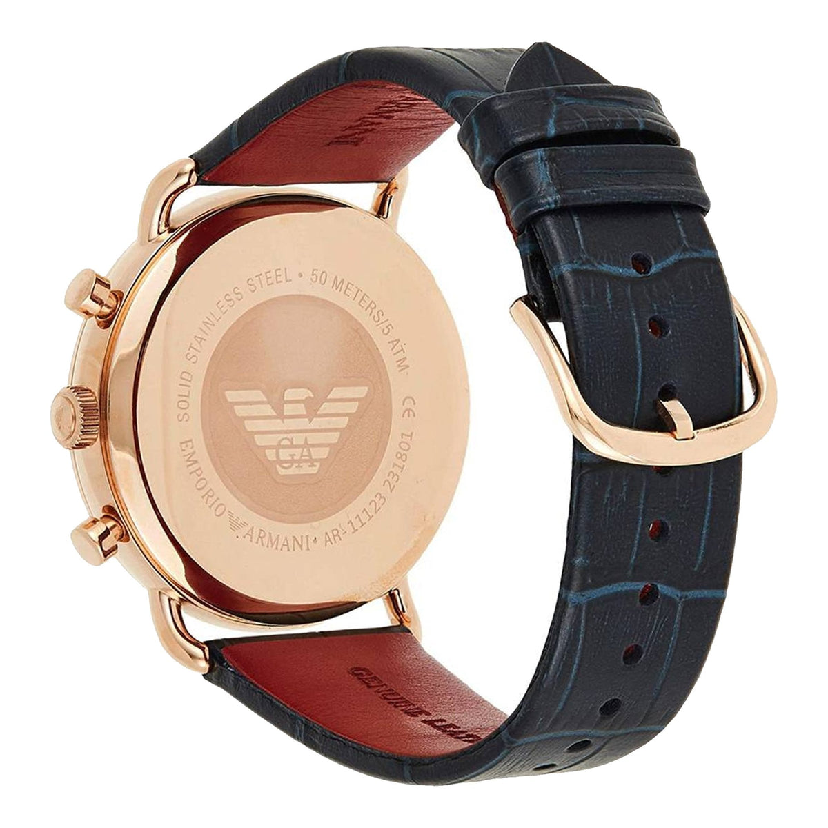 Shop Authentic Emporio Armani Aviator Silver Dial Blue Leather Strap Watch For Men - AR11123 - Luxxuri