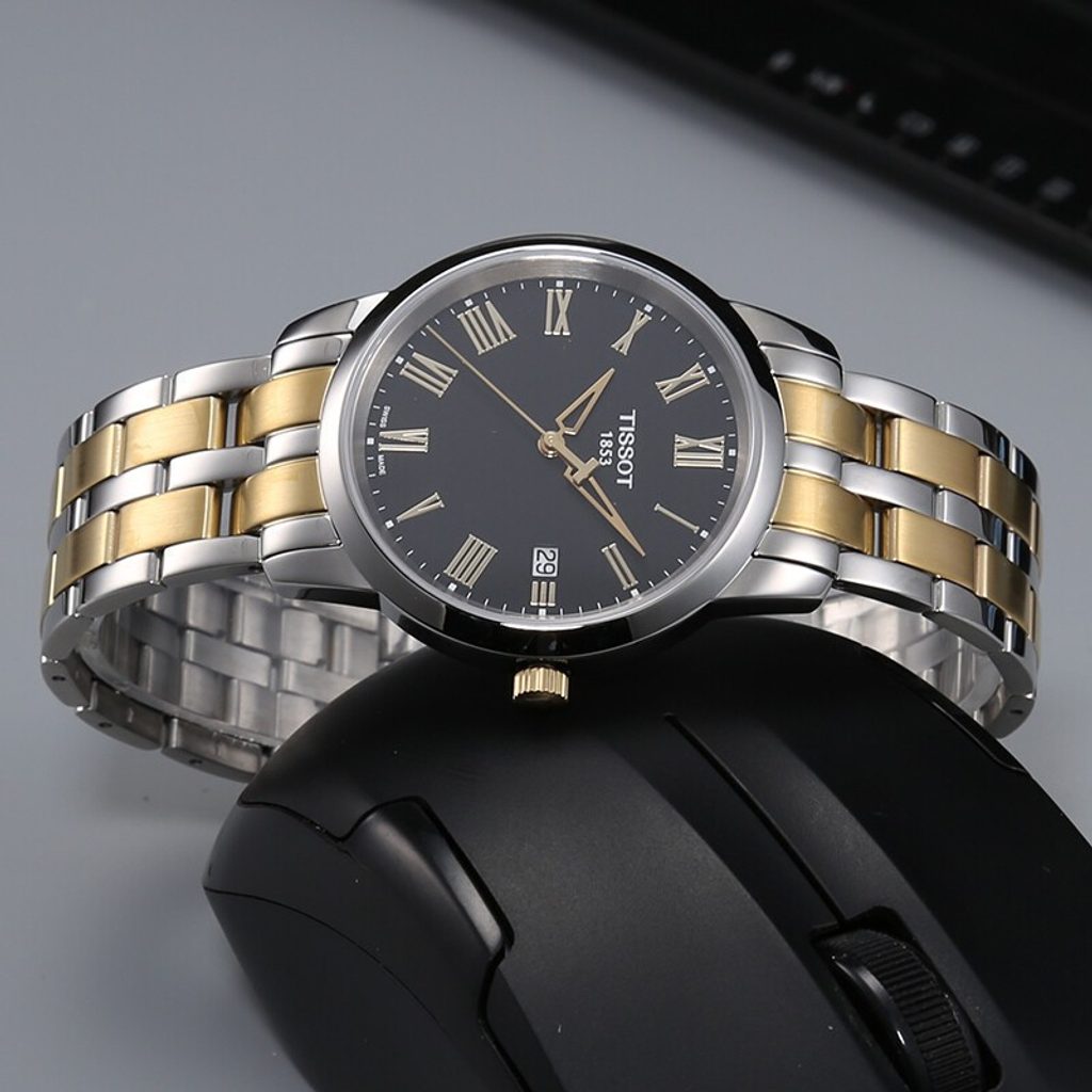 Shop Authentic Tissot T Classic Dream Black Dial Two Tone Steel Strap Watch for Men - T033.410.22.053.01 - Luxxuri