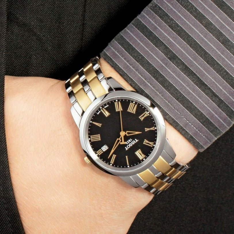 Shop Authentic Tissot T Classic Dream Black Dial Two Tone Steel Strap Watch for Men - T033.410.22.053.01 - Luxxuri
