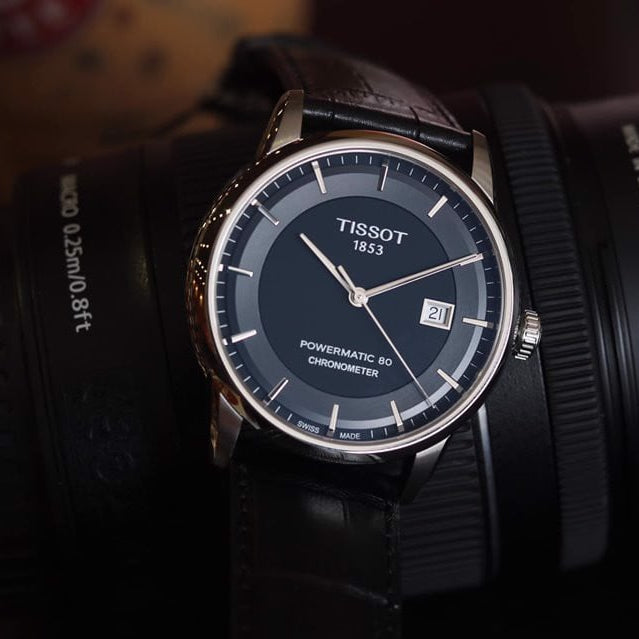 Shop Authentic Tissot T Classic Luxury Powermatic 80 Black Dial Black Leather Strap Watch For Men - T086.408.16.051.00 - Luxxuri