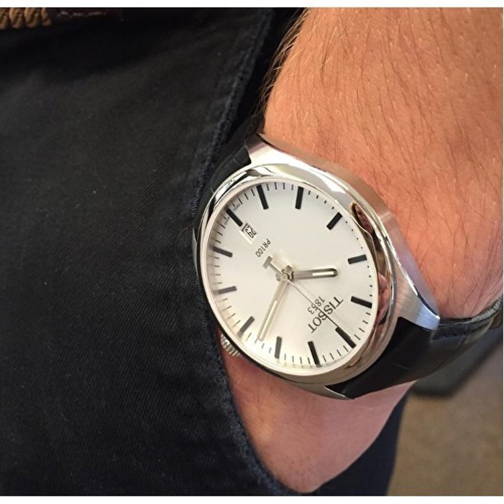 Shop Authentic Tissot T Classic PR 100 White Dial Black Leather Strap Watch for Men - T101.410.16.031.00 - Luxxuri