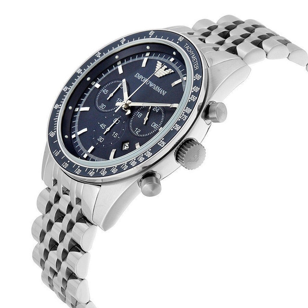 Shop Authentic Emporio Armani Sportivo Chronograph Blue Stainless Steel Watch For Men - AR6072 - Luxxuri