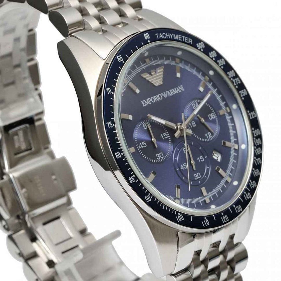 Shop Authentic Emporio Armani Sportivo Chronograph Blue Stainless Steel Watch For Men - AR6072 - Luxxuri