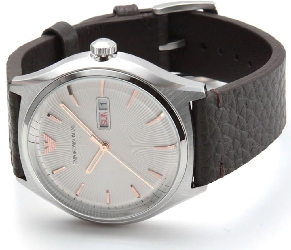 Shop Authentic Emporio Armani Dress Quartz White Dial Brown Leather Strap Watch For Men - AR1999 - Luxxuri