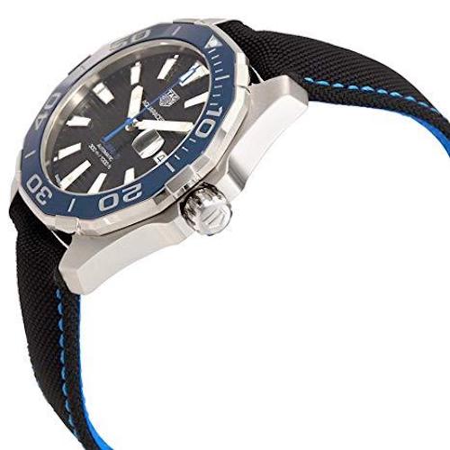 Shop Authentic Tag Heuer Aquaracer Calibre 5 Automatic Black Dial Black Nylon Strap Watch for Men - WAY201C.FC6395 - Luxxuri
