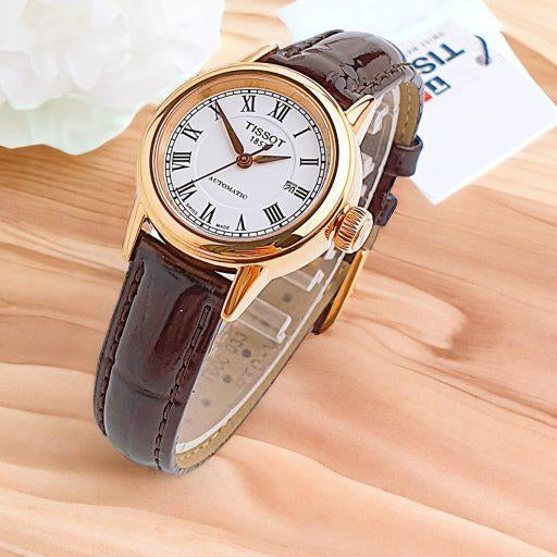 Shop Authentic Tissot T Classic Carson White Dial Brown Leather Strap Watch For Women - T085.207.36.013.00 - Luxxuri