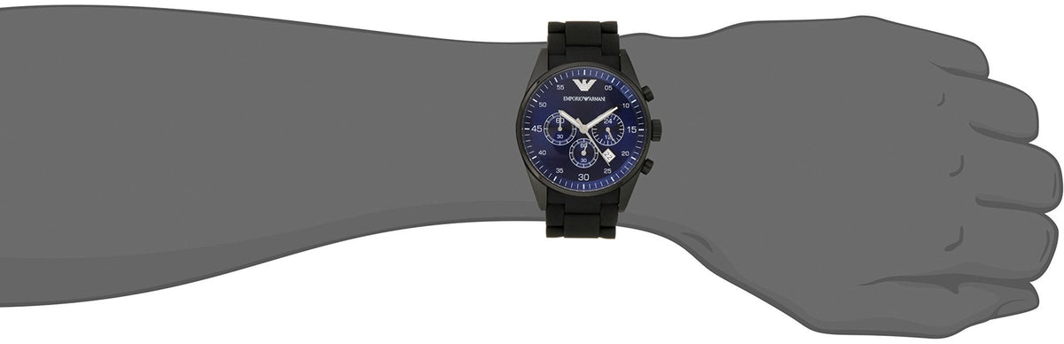 Shop Authentic Emporio Armani Sportivo Chronograph Blue Dial Black Strap Watch For Men - AR5921 - Luxxuri