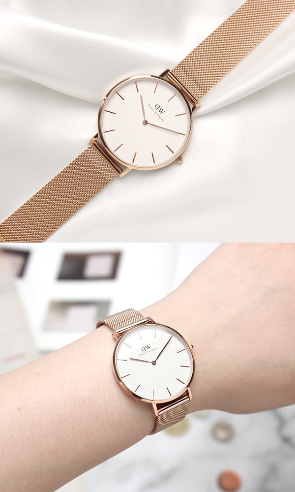 Shop Authentic Daniel Wellington Petite Melrose White Dial Rose Gold Mesh Strap Watch For Women - DW00100305 - Luxxuri