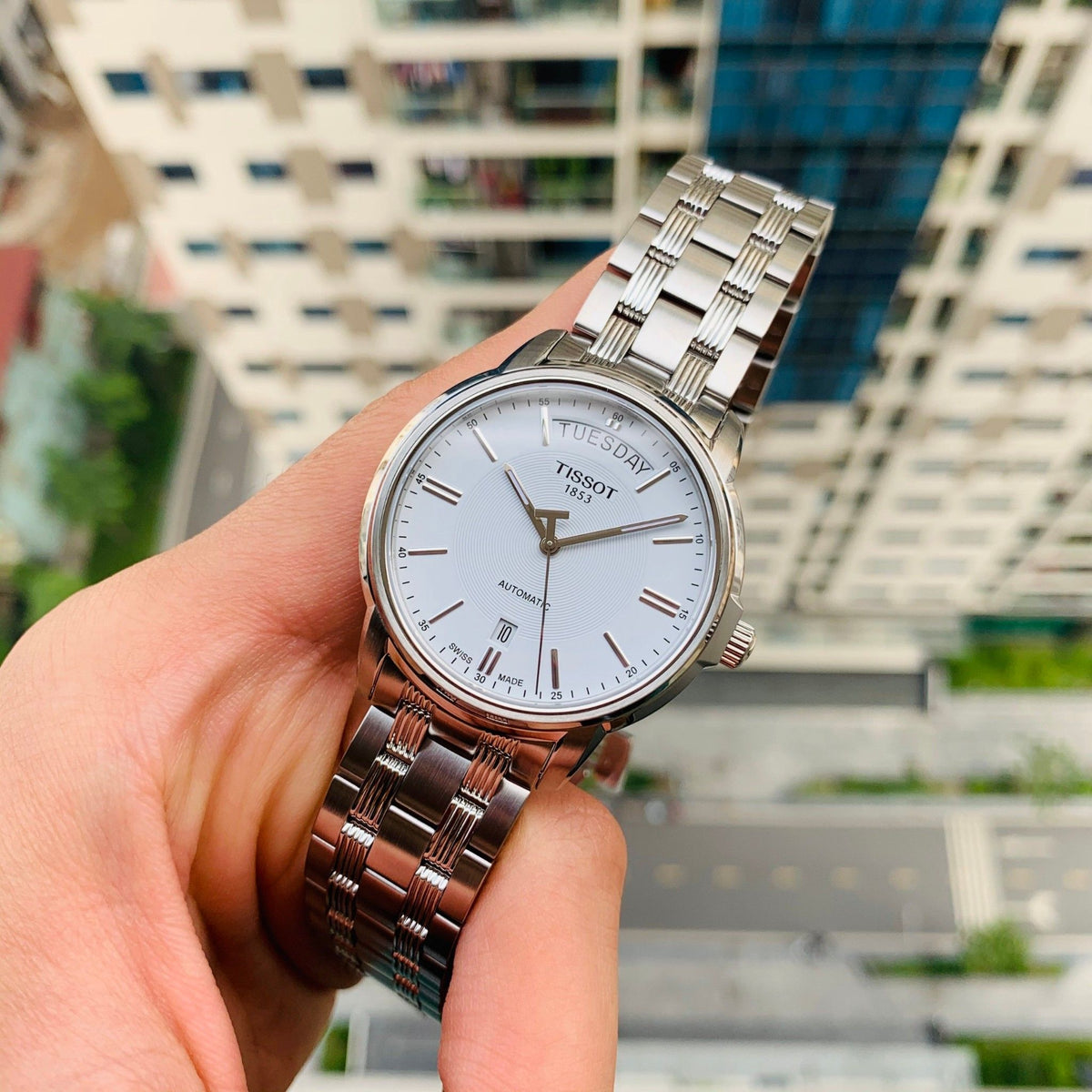 Shop Authentic Tissot T Classic Automatic III Day Date White Dial Silver Steel Strap Watch for Men - T065.930.11.031.00 - Luxxuri