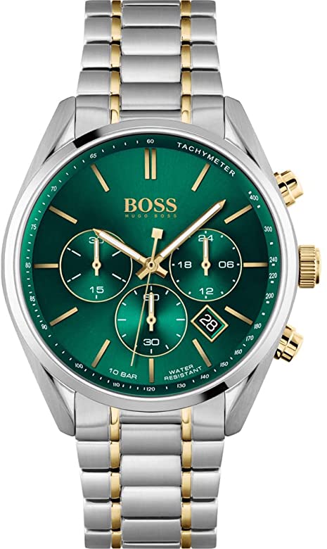 Shop Authentic Hugo Boss Champion Green Dial Silver Steel Strap Watch for Men - 1513878 - Luxxuri