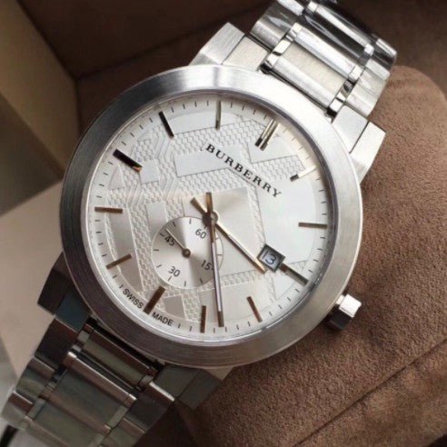 Shop Authentic Burberry The City Silver Dial Silver Steel Strap Watch for Men - BU9900 - Luxxuri