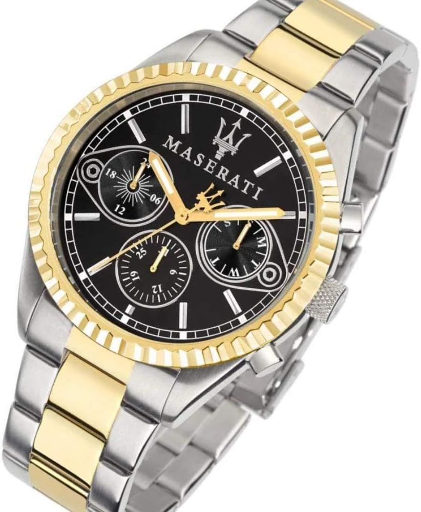 Shop Authentic Maserati Competizione Chronograph Black Dial Two Tone Steel Strap Watch For Men - R8853100016 - Luxxuri