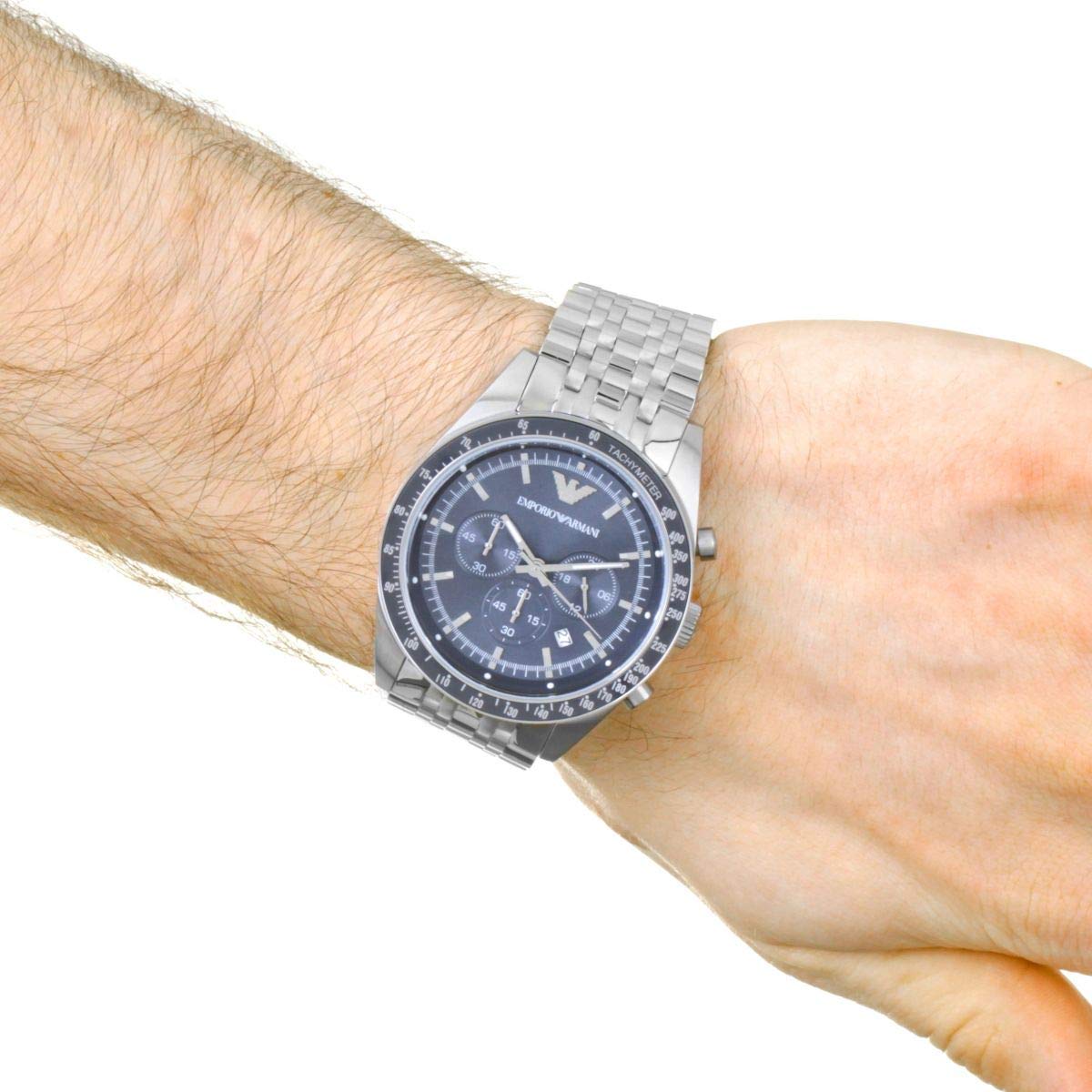 Shop Authentic Emporio Armani Sportivo Chronograph Blue Stainless Steel Watch For Men - AR6072 - Luxxuri