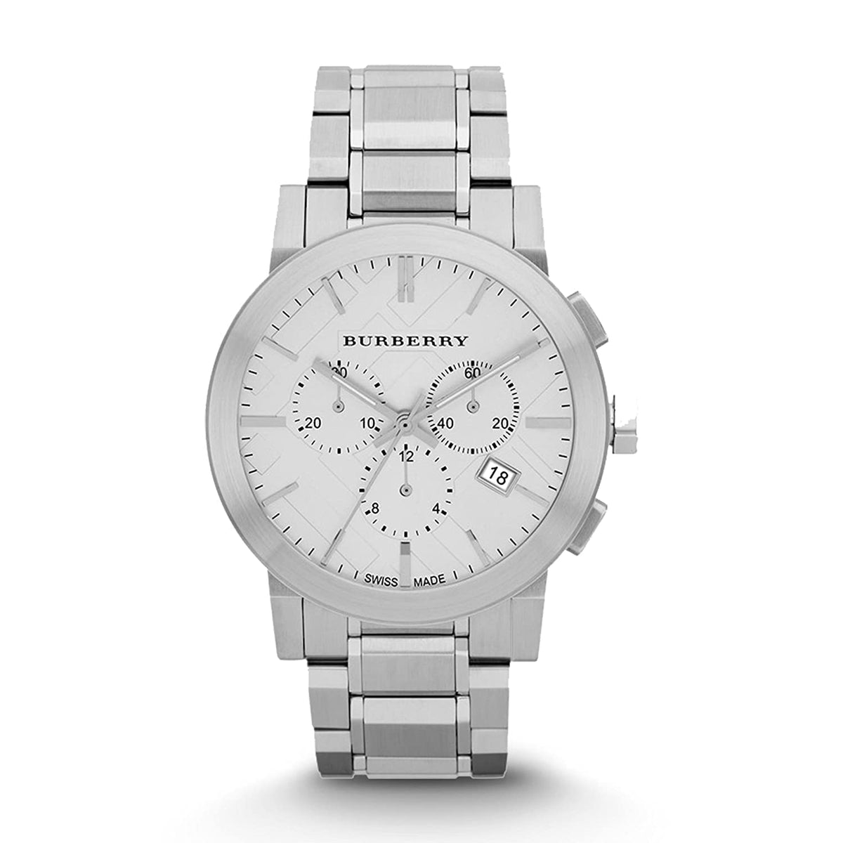 Shop Authentic Burberry The City Chronograph Silver Dial Silver Steel Strap Watch for Men - BU9350 - Luxxuri