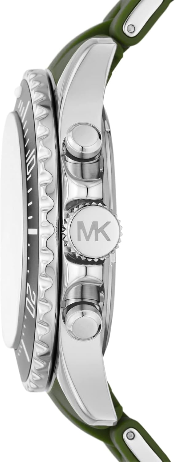 Shop Authentic Michael Kors Everest Chronograph Black Dial Green Silicone Strap Watch For Men - MK8981 - Luxxuri