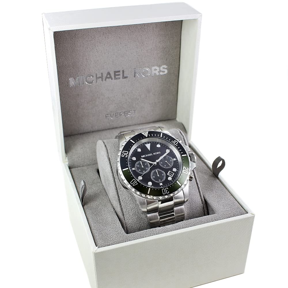 Shop Authentic Michael Kors Everest Chronograph Black Dial Silver Steel Strap Watch For Men - MK8976 - Luxxuri