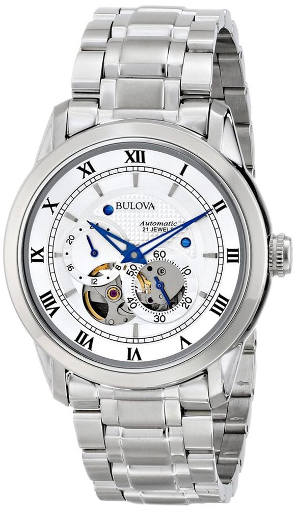 Shop Authentic Bulova BVA Series Dual Aperture Silver Dial Silver Steel Strap Watch for Men - 96A118 - Luxxuri