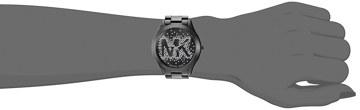 Michael Kors Slim Runway Black Dial Black Steel Strap Watch for Women - MK3589
