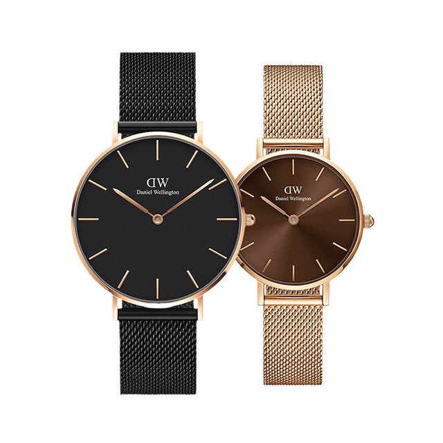 Shop Authentic Daniel Wellington Petite Amber Brown Dial Gold Mesh Strap Watch For Women - DW00100476 - Luxxuri