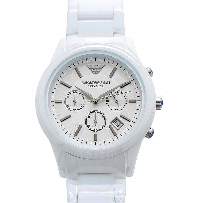 Shop Authentic Emporio Armani Ceramica Chronograph White Dial White Strap Watch For Men - AR1453 - Luxxuri