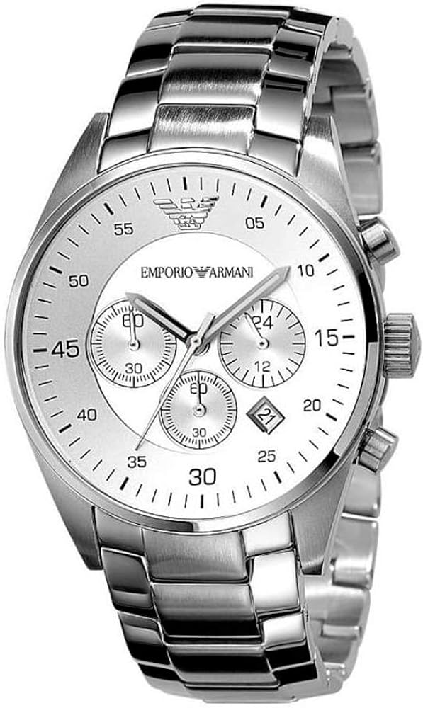 Shop Authentic Emporio Armani Sportivo Chronograph Silver Dial Silver Steel Strap Watch For Men - AR5963 - Luxxuri