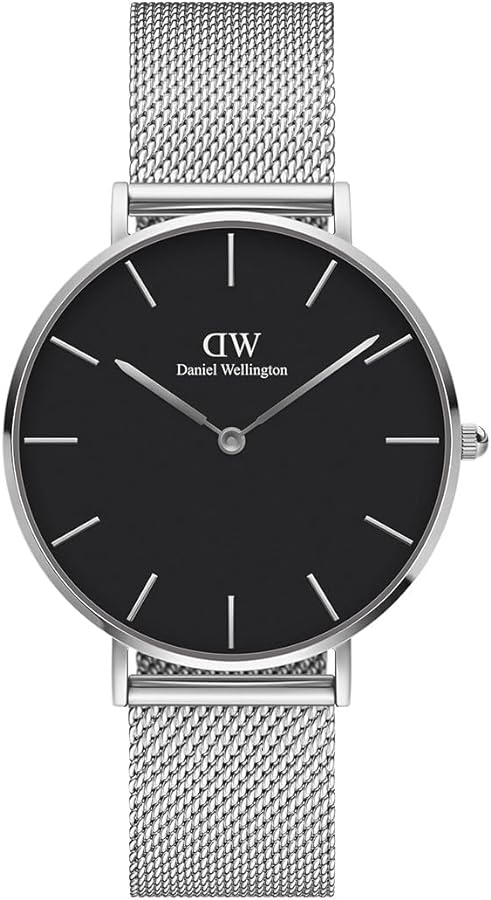 Shop Authentic Daniel Wellington Petite Sterling Black Dial Silver Mesh Bracelet Watch For Women - DW00100218 - Luxxuri
