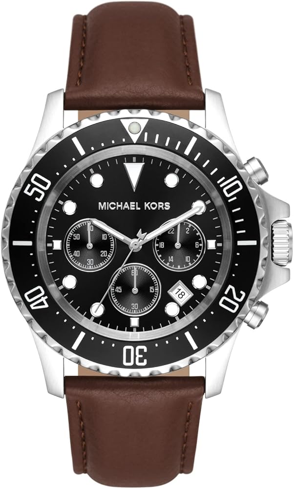 Shop Authentic Michael Kors Everest Chronograph Black Dial Brown Leather Strap Watch For Men - MK9054 - Luxxuri
