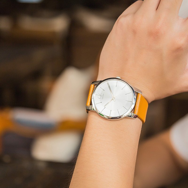 Shop Authentic Calvin Klein City Quartz White Dial Light Brown Leather Strap Watch For Men - K2G21138 - Luxxuri