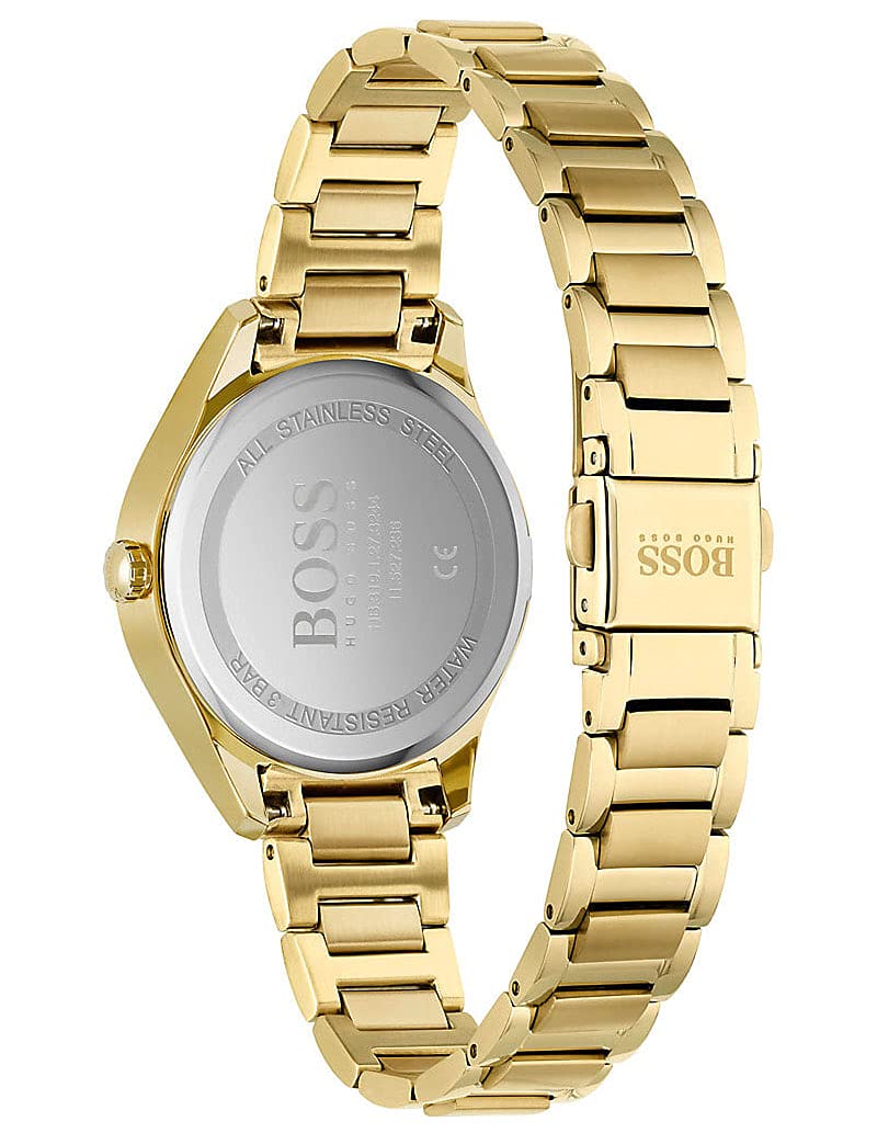 Shop Authentic Hugo Boss Grand Course Gold Dial Gold Steel Strap Watch for Women - 1502584 - Luxxuri