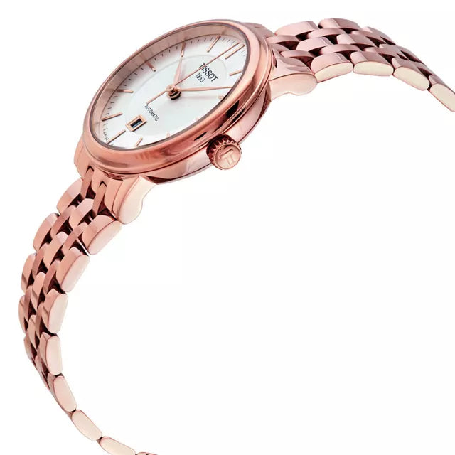 Shop Authentic Tissot T Classic Carson Premium White Dial Rose Gold Steel Strap Watch for Women - T122.207.33.031.00 - Luxxuri