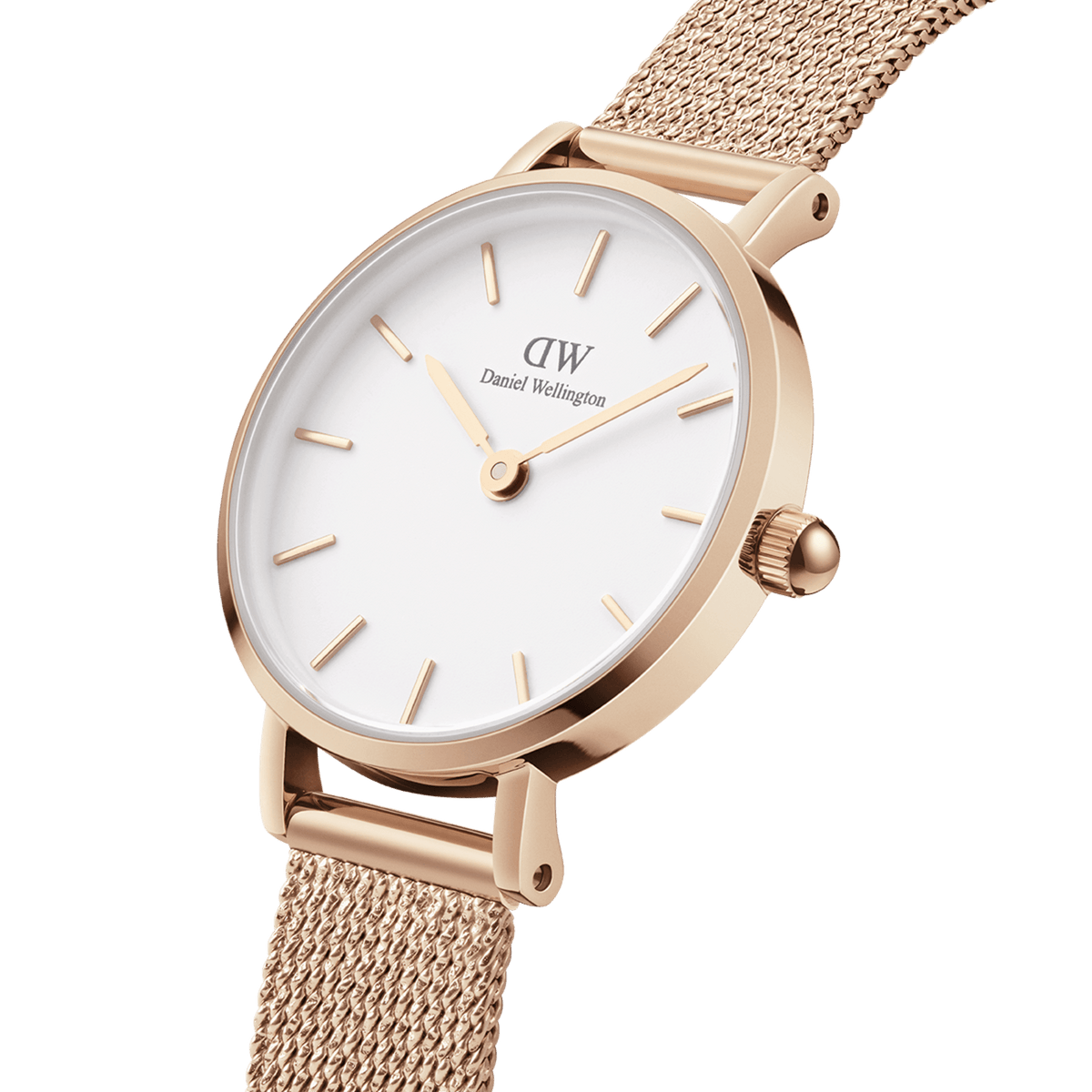 Shop Authentic Daniel Wellington Petite Pressed Melrose White Dial Gold Mesh Bracelet Watch For Women - DW00100447 - Luxxuri