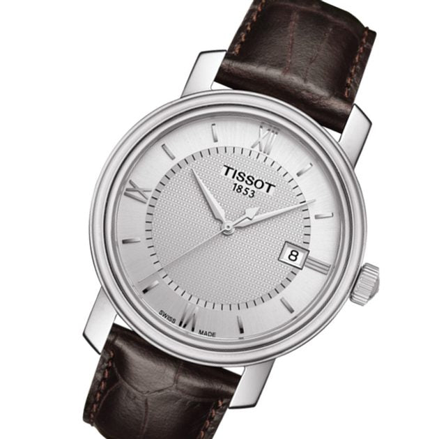 Shop Authentic Tissot T Classic Bridgeport Silver Dial Brown Leather Strap Watch For Men - T097.410.16.038.00 - Luxxuri
