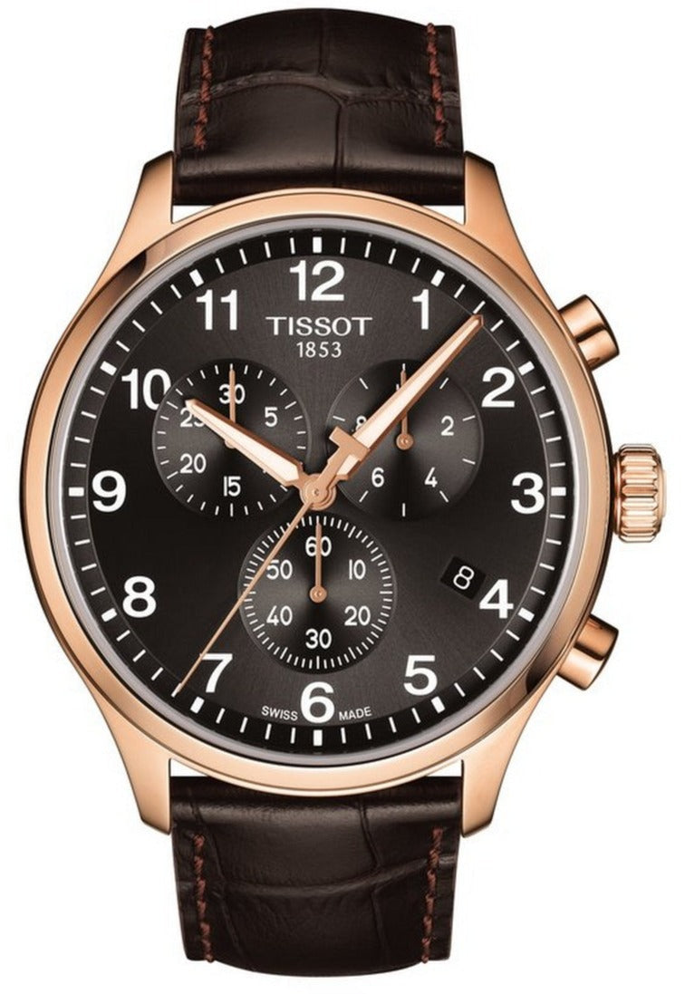 Shop Authentic Tissot Chrono XL Black Dial Brown Leather Strap Watch For Men - T116.617.36.057.01 - Luxxuri