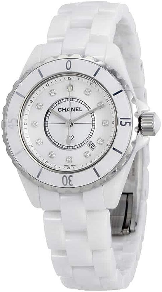 Shop Authentic Chanel J12 Diamonds Ceramic White Dial White Steel Strap Watch for Women - J12 H1628 - Luxxuri