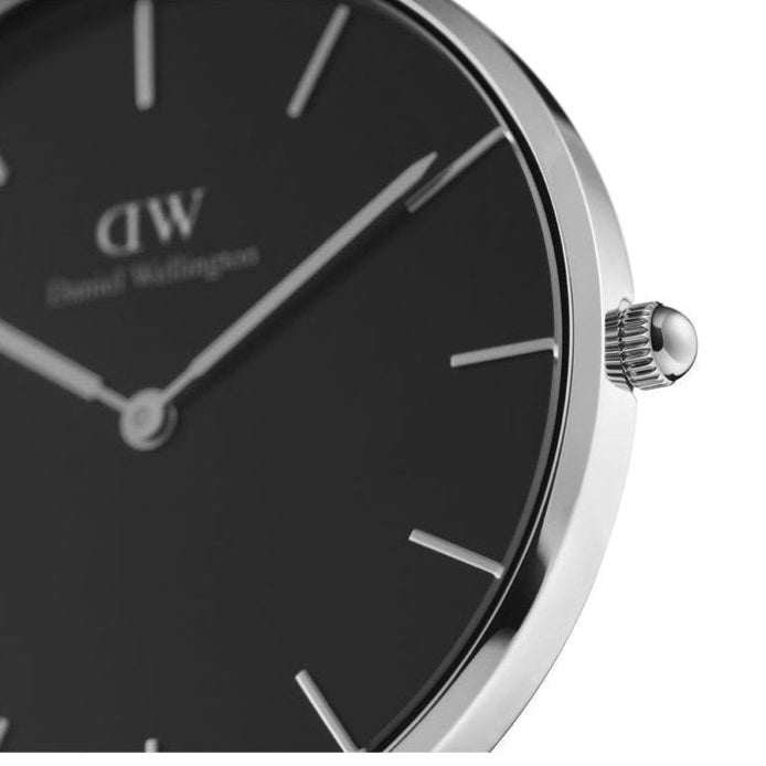 Shop Authentic Daniel Wellington Petite Ashfield Black Dial Black Mesh Strap Watch For Women - DW00100308 - Luxxuri