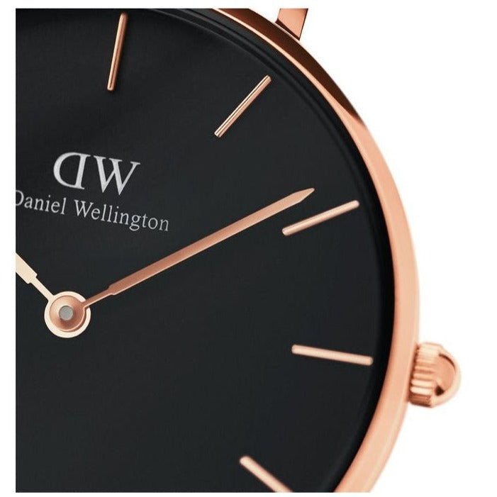 Shop Authentic Daniel Wellington Classic Petite Dover Black Dial White NATO Strap Watch For Women - DW00100314 - Luxxuri