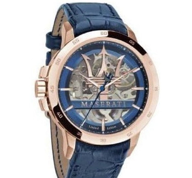 Shop Authentic Maserati Automatic Blue Dial Blue Leather Strap Watch For Men - R8821119005 - Luxxuri