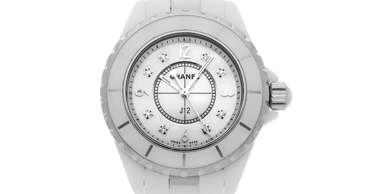 Shop Authentic Chanel J12 Diamonds Quartz Ceramic White Dial White Steel Strap Watch for Women - J12 H2422 - Luxxuri